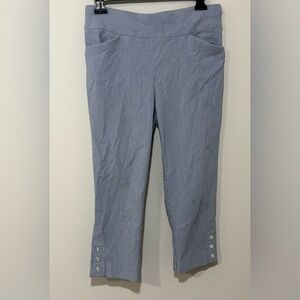 Chico’s Josie Slim Pinstripe Pull-On Capris – Size 0 (Blue & White)